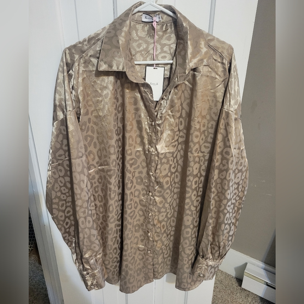 Oversized UK 18 Satin Button Down